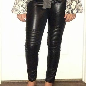 Black Faux Leather Moto Leggings